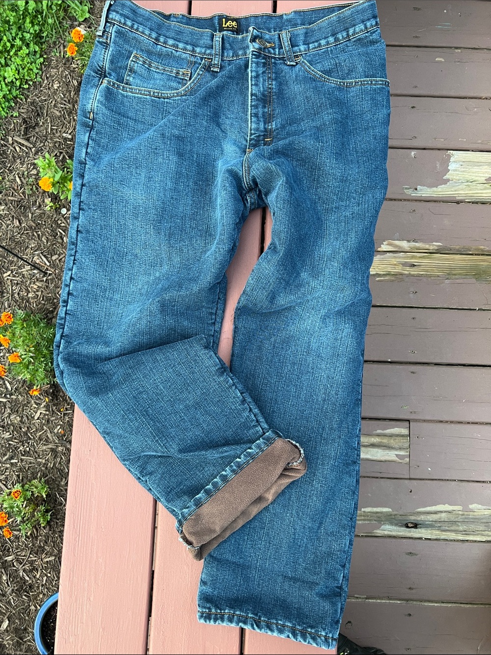 Lee Straight Leg Jeans lined in Brown with Denim Waistband 36x30